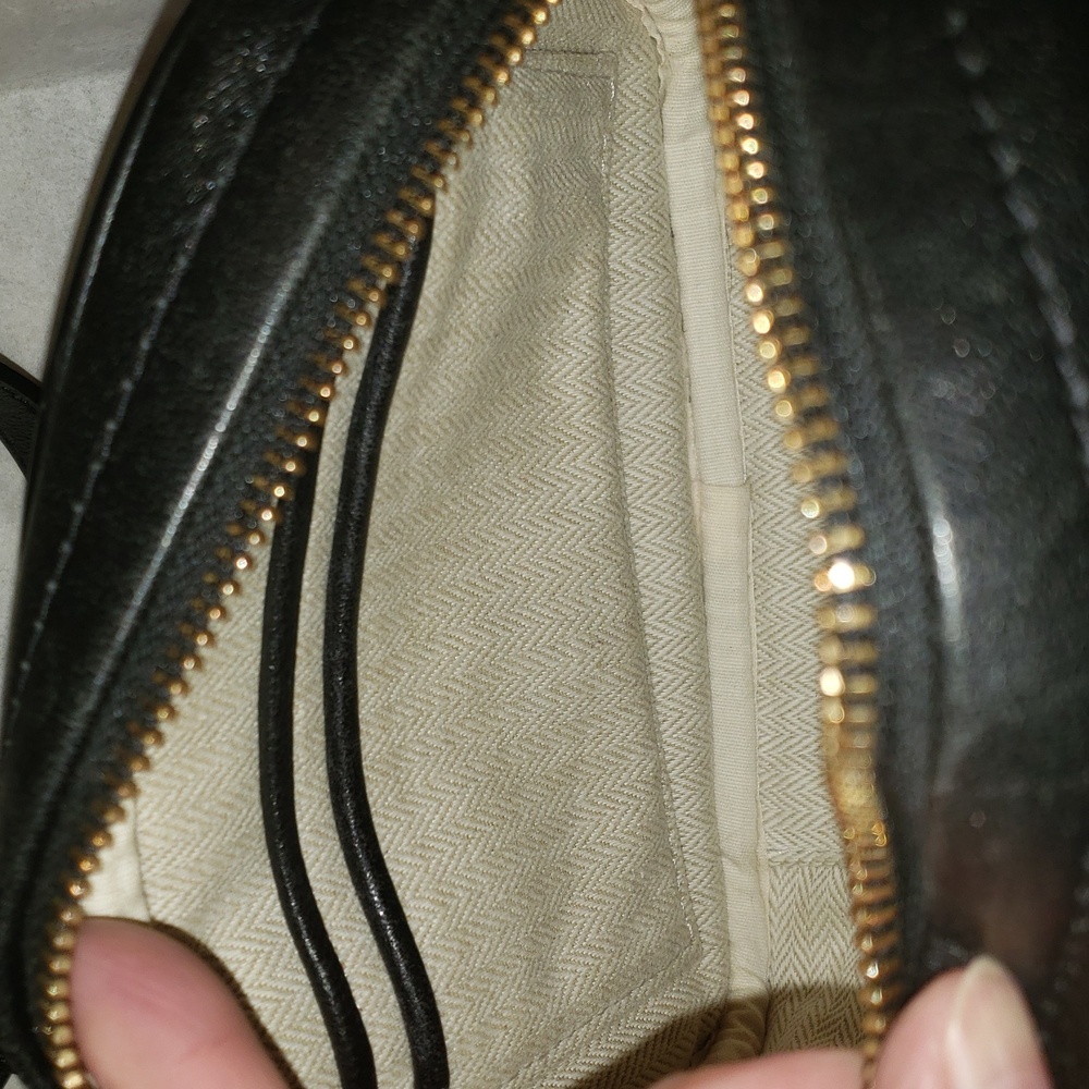 Tory Burch Leather Crossbody "Kira" Chevron Quilted Small Camera Bag, Black - Picture 11 of 13